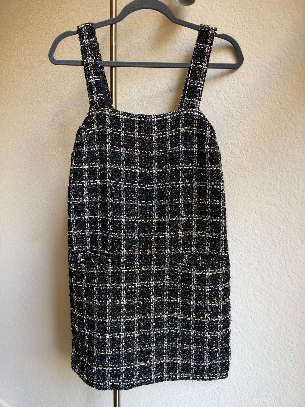Abercrombie & Fitch Black and White Tweed Strap Mini Dress Size Small